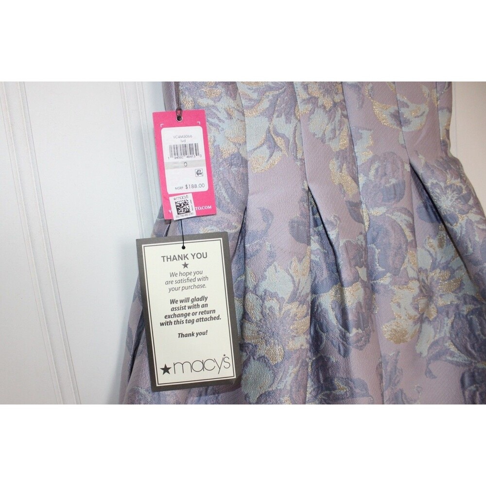 Vince Camuto Floral Jacquard Pleated Fit & Flare‎ Cocktail Wedding Guest Dress 0 - Picture 9 of 12
